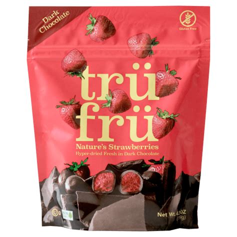 Tru Fru Dark Chocolate Dipped Freeze Dried Fruit Strawberries, 4.2 oz ...