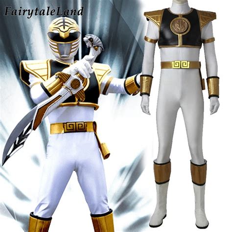 White Ranger Costume Halloween Cosplay Tommy Oliver Jumpsuit | Etsy