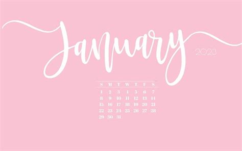 Pretty Pink January 2024 Calendar Background