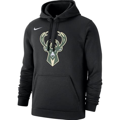 NIKE NBA MILWAUKEE BUCKS LOGO CLUB FLEECE HOODIE BLACK for £50.00 ...