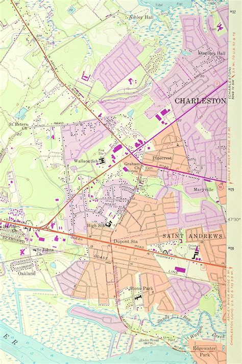 North Charleston Map of Charleston Air Force Base South | Etsy