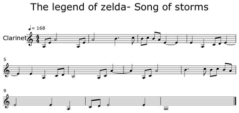 The legend of zelda- Song of storms - Sheet music for Clarinet