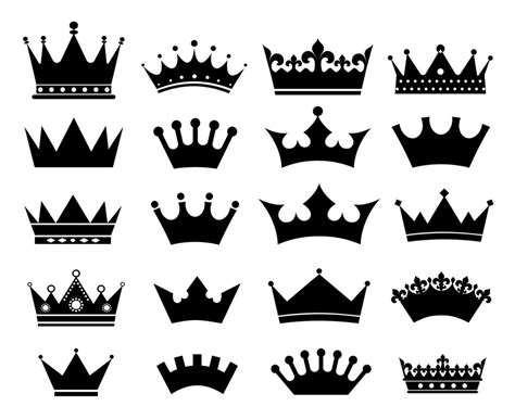 Collection of black silhouettes of crowns 3130854 Vector Art at Vecteezy