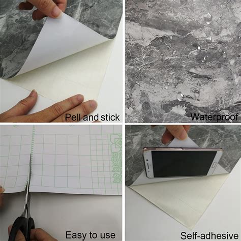 Dark Gray Marble Paper Thick Matte Countertop Contact Paper for Kitchen Bathroom Self Adhesive ...