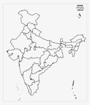 India Transparent Line Drawing - India Outline Map With States