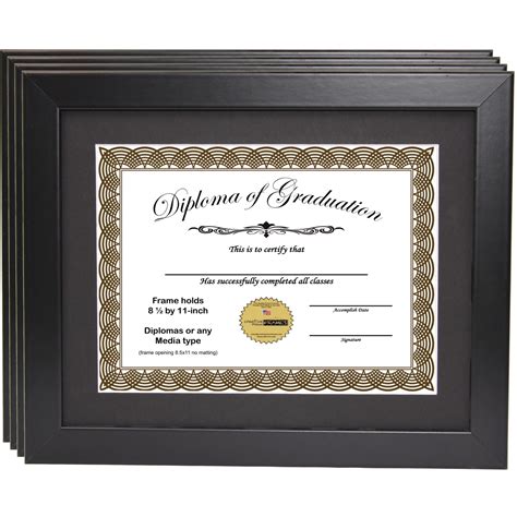 CreativePF [11x14bk] Black Diploma Frame with 11x14-inch White Mat to Hold 8.5 by 11-inch ...