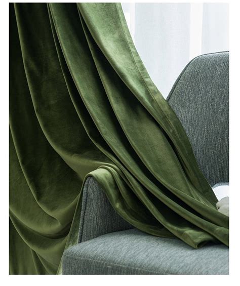 Pair of Olive Green Velvet Curtains Bedroom Velvet Curtains - Etsy UK