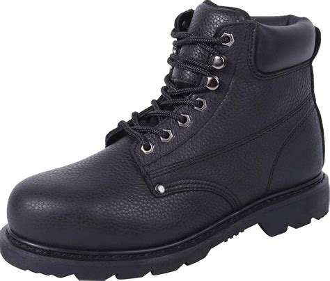 BOIWANMA Steel Toe Work Safety Boots for Men Durable Leather Non-Slip Oil-Resistant Lightweight ...