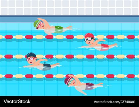 Kids swim children swimming competition in pool Vector Image