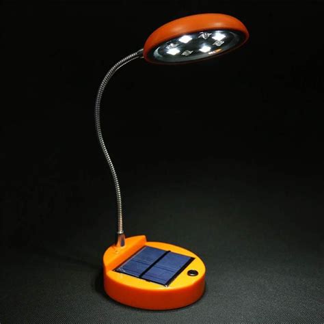 Portable Solar Powered 8 LED Desk Lamp Study Table Lights Goose Neck Flexible Arm USB Charge ...