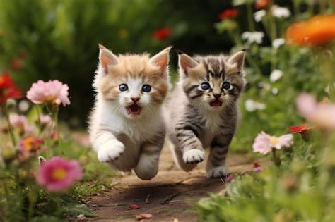 Premium AI Image | cat running in the garden