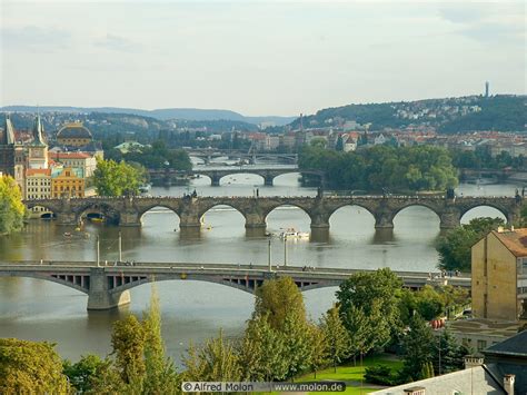 Vltava river and bridges photo. Vltava River and Bridges, Prague, Czech ...