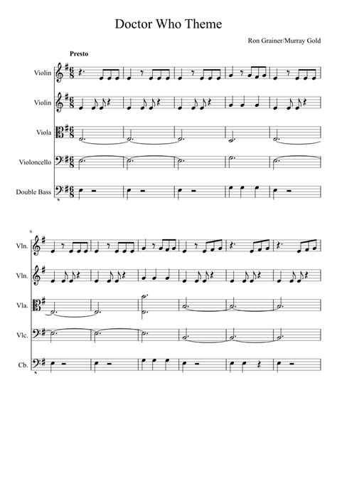 Doctor Who Theme sheet music for Violin, Viola, Cello, Contrabass download free in PDF or MIDI