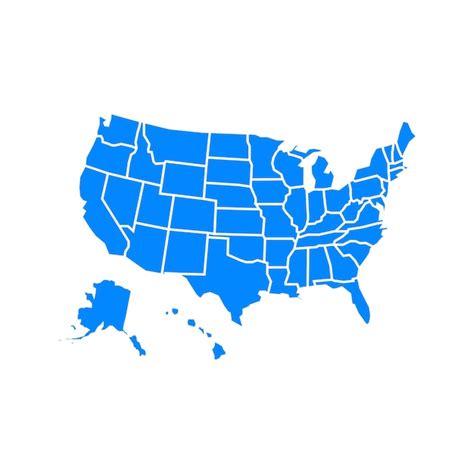 Premium Vector | Blue usa map with states in flat style vector