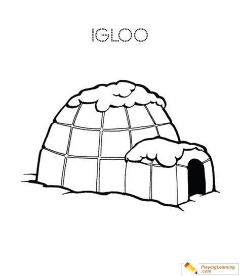 Eskimo Igloo Coloring Page 01 | Free Eskimo Igloo Coloring Page