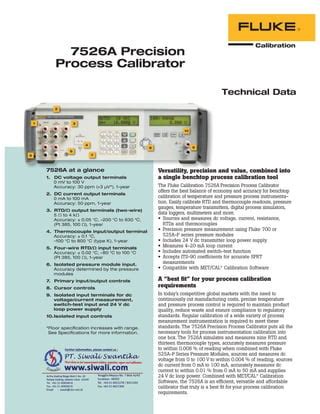Datasheet Fluke 7526A. Hubungi PT. Siwali Swantika 021-45850618
