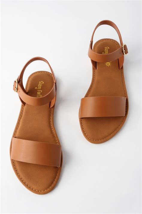 Cute Tan Sandals - Flat Sandals - Vegan Sandals - Lulus