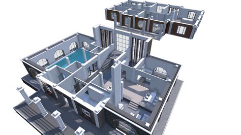 Big house top view plan - Buy Royalty Free 3D model by VRA ...