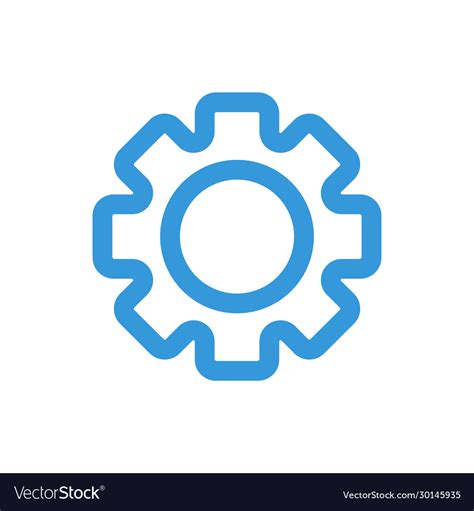 Settings icon line art blue symbol Royalty Free Vector Image