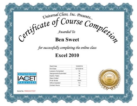 Excel Certificate