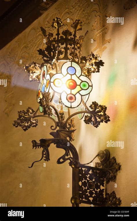 Spain, Barcelona, Casa Amatller, Interior Wall Light Stock Photo - Alamy