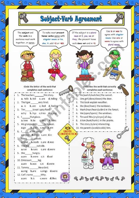 Subject Verb Agreement Rules - Worksheets: Subject Verb Agreement Quiz ...