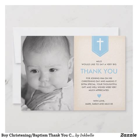 Boy Christening/Baptism Thank You Card | Zazzle.com | Baptism thank you cards, Christening ...