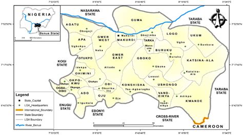 Map of Benue State, Nigeria (ministry of lands and survey, Makurdi). | Download Scientific Diagram