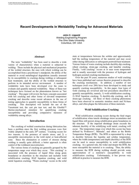 Weldability Testing For Advanced Materials | PDF | Fracture | Welding