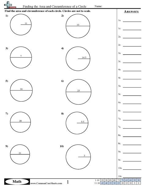 Finding the Area and Circumference of a Circle | Area worksheets ...