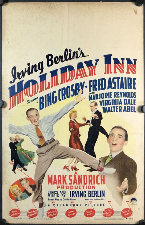 HOLIDAY INN, Original Vintage Bing Crosby and Fred Astaire Movie Poster ...