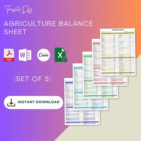Agriculture Balance Sheet Template Printable PDF Excel Word – Template1Minute