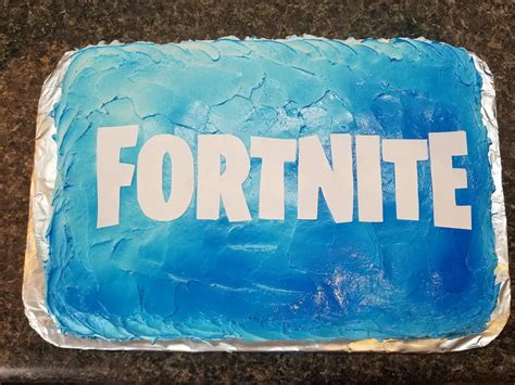 Fortnite Birthday Cake. Color mist spray over white-frosted cake to achieve the gradient effect ...