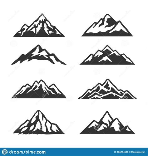 Mountain Peaks Silhouette Clipart Vector Stock Vector - Illustration of high, illustrator ...