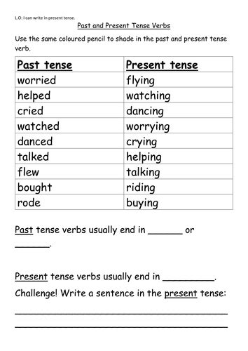 Past and Present Tense Worksheet by jsharples123 - Teaching Resources - Tes