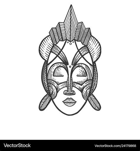 African mask of savages sketch engraving Vector Image