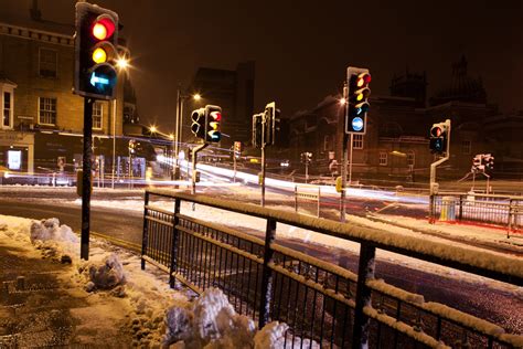 Crossroads At Night In Winter Free Stock Photo - Public Domain Pictures