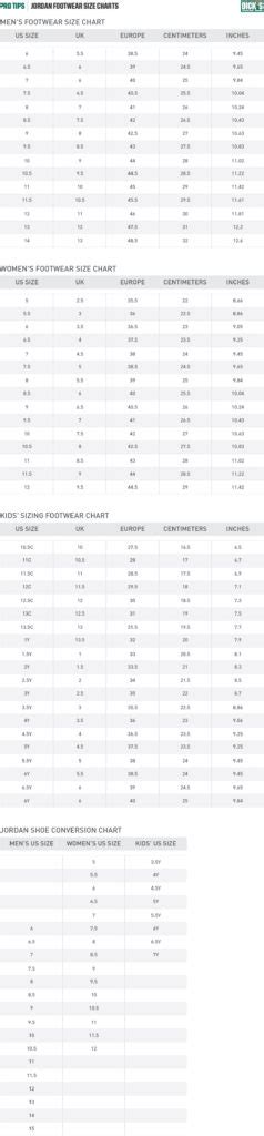 Girls Jordan Shoes Size Chart