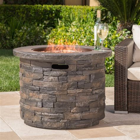 17 Stories Altair Stone Propane Gas Fire Pit Table & Reviews | Wayfair