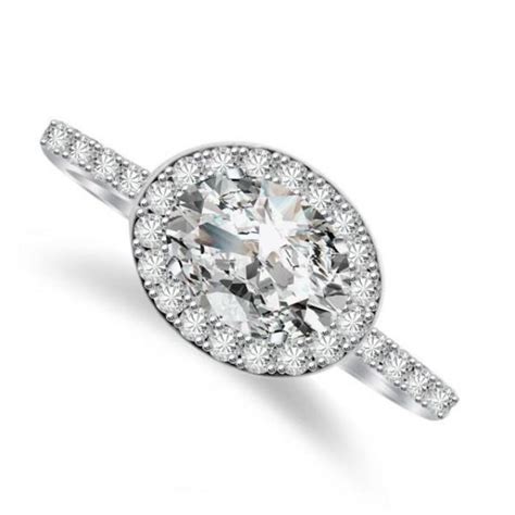 Oval Forever One Moissanite & Diamond East-West Ring Engagement Rings, Moissanite Vs Diamond ...