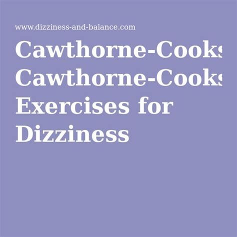 Cawthorne-Cooksey Exercises for Dizziness | Cawthorne, Dizziness, Exercise