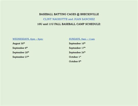 Camps/Classes | Baseball Batting Cages at Brecksville