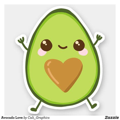 Avocado Love Sticker | Zazzle.com in 2020 | Love stickers, Cute doodles ...