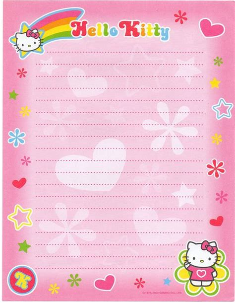 HELLO KITTY | Hello kitty printables, Letter paper, Printable scrapbook ...