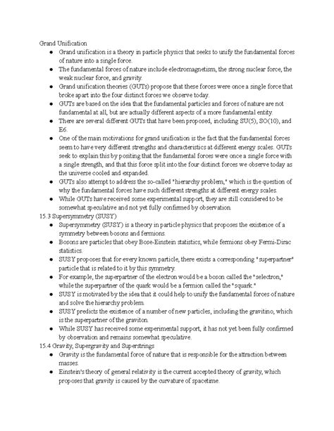 Chapter 16.2 Notes - Grand Unification Grand unification is a theory in ...