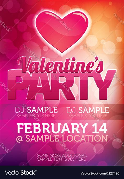 Valentines Day Party Poster Royalty Free Vector Image