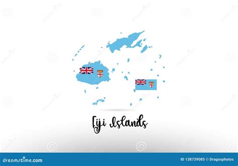 Fiji Islands Black And White Country Border Map Logo Design Vector ...