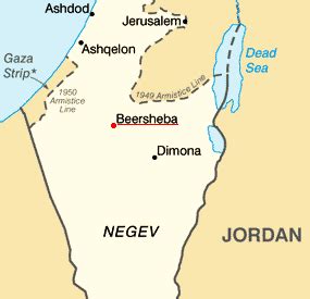 Bible map showing the position of Beersheba north of the Negev desert ...