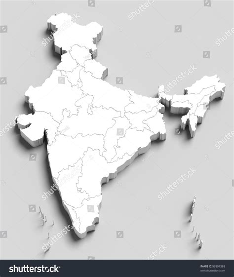 3d India White Map On Grey Stock Illustration 99391388 | Illustration, India map, Stock illustration