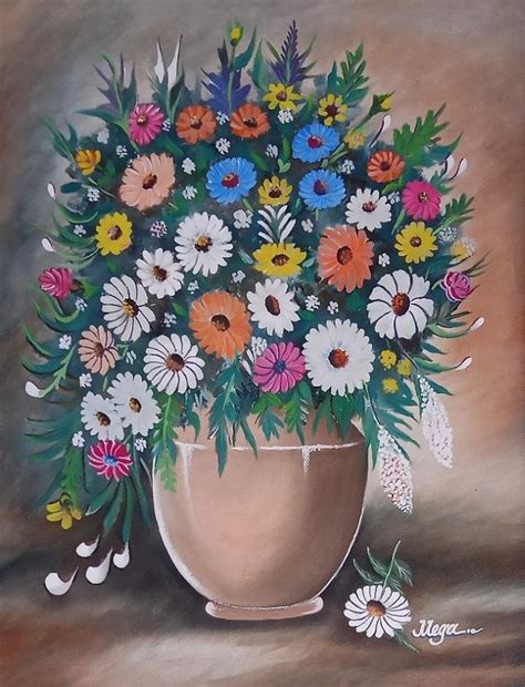 Flower in a pot painting Painting by Meganathan M | Fine Art America